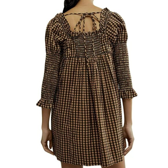 Free People Star Dip Smocked Back Babydoll Mini Dress Small NWT - Picture 4 of 10